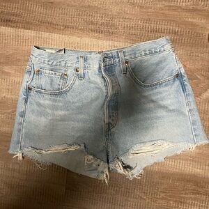 Levi's Blue Jean Shorts with Distressed Details